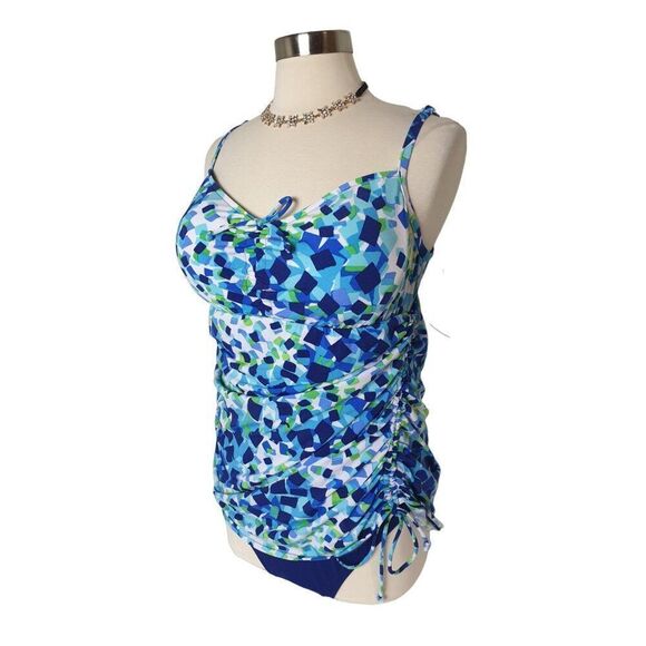 Women's Plus Swimsuit XL Slimming Tummy Control Shirred Sarong One Piece XL NWT - Picture 8 of 10